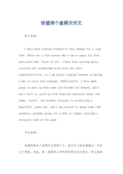 盼望那个星期天作文
