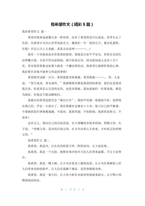 我希望作文(精彩5篇)