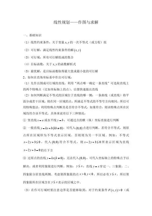 高考数学热点问题专题练习——线性规划作图与求解知识归纳及典型例题分析