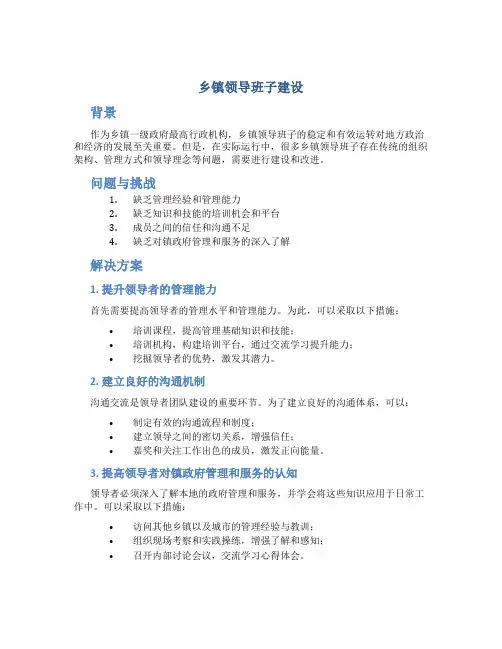 乡镇领导班子建设
