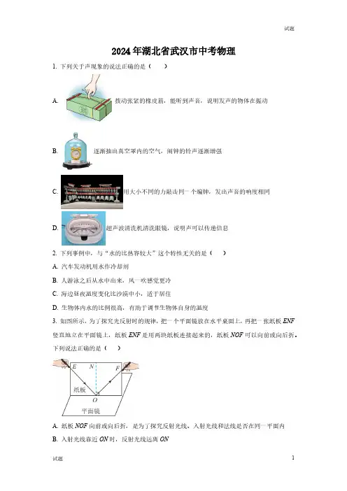 2024年湖北省武汉市中考真题试卷物理及答案