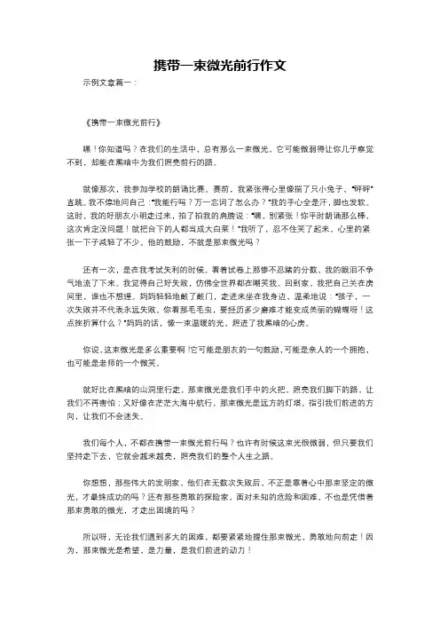 携带一束微光前行作文