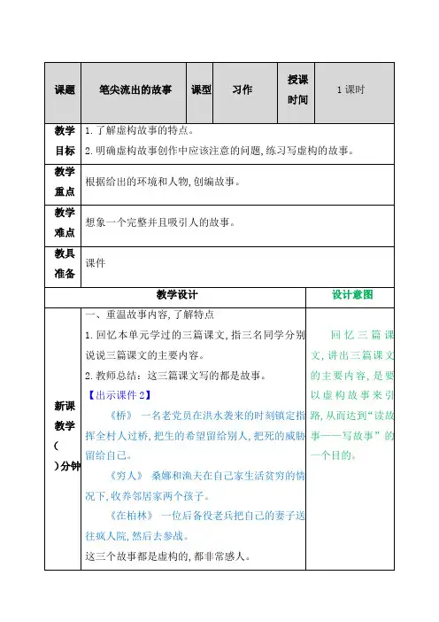 【部编版】六年级语文上册第四单元习作：笔尖流出的故事 教案
