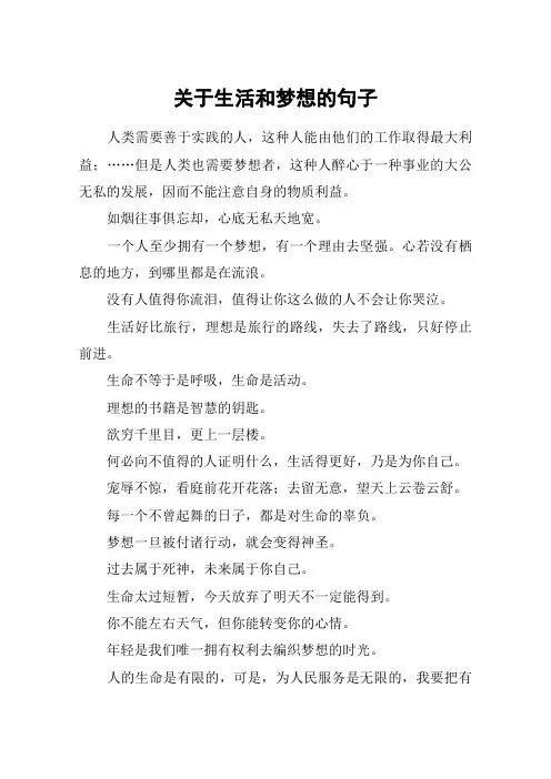 关于生活和梦想的句子