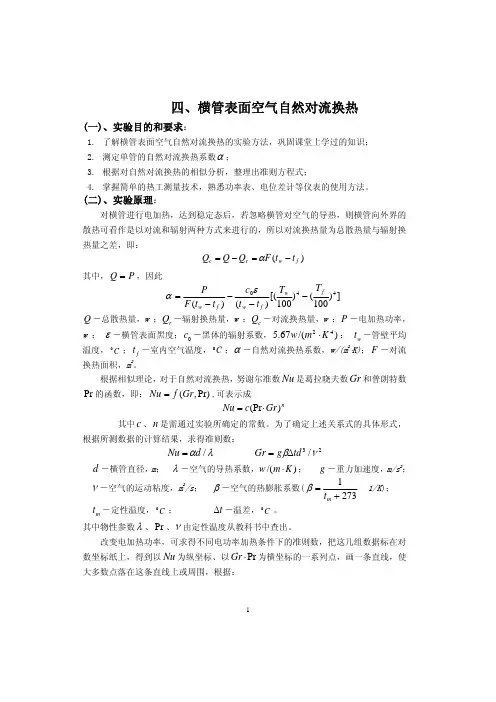 四、横圆管外表面空气自然对流传热--传热学