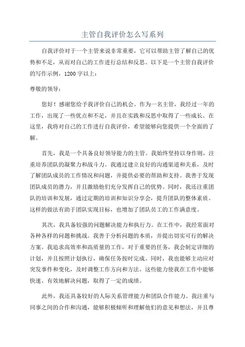 主管自我评价怎么写系列