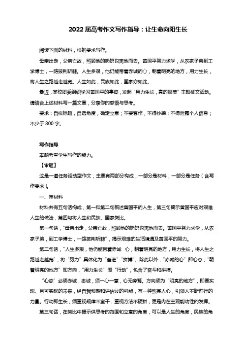 2022届高考作文写作指导：让生命向阳生长(附文题详解及范文展示)