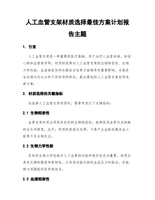 人工血管支架材质选择最佳方案计划报告主题