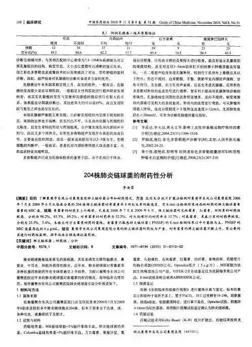 204株肺炎链球菌的耐药性分析