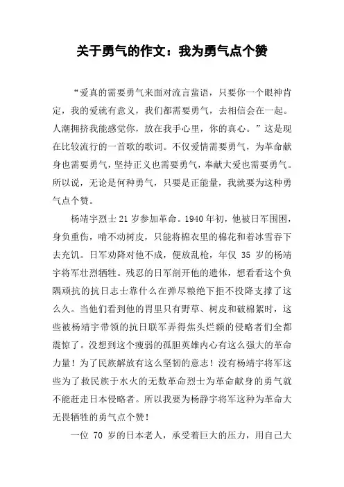 关于勇气的作文：我为勇气点个赞