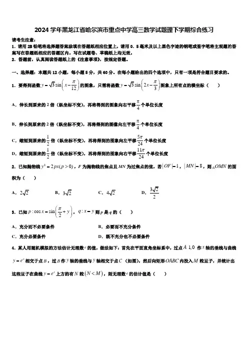 2024学年黑龙江省哈尔滨市重点中学高三数学试题理下学期综合练习