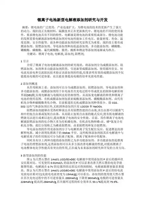 锂离子电池新型电解液添加剂研究与开发