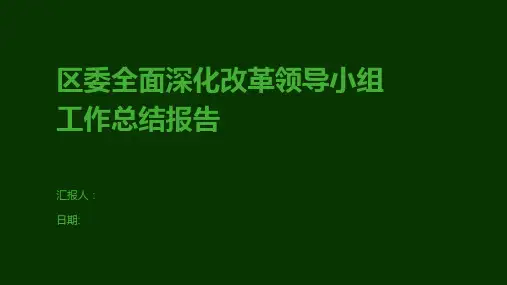 区委全面深化改革领导小组工作总结报告