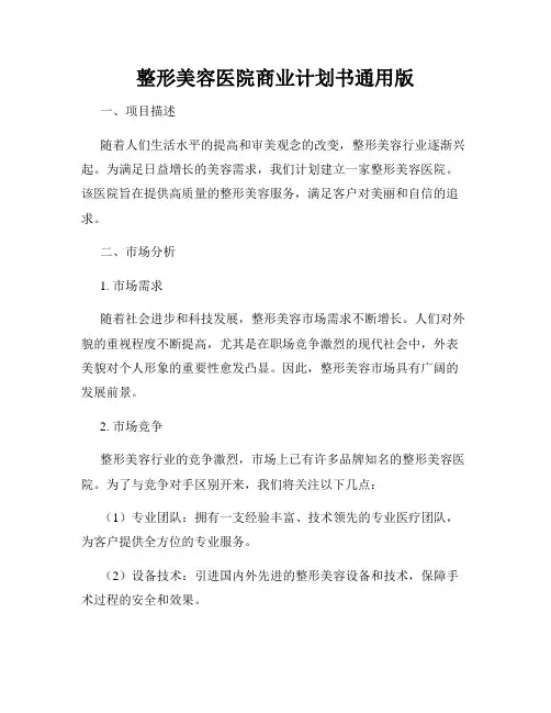 整形美容医院商业计划书通用版