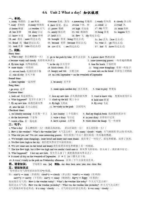 (译林版)6A Unit2 知识点梳理