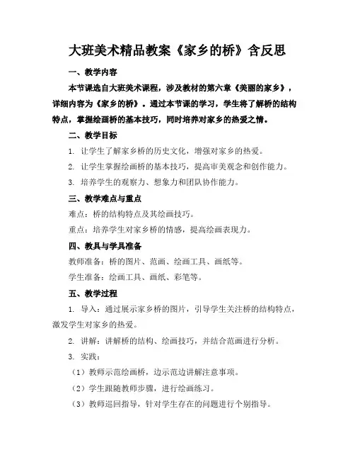 大班美术精品教案《家乡的桥》含反思