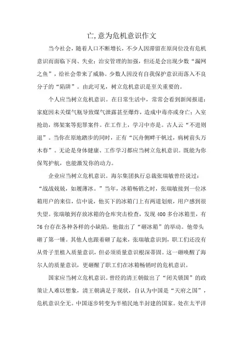 亡,意为危机意识作文
