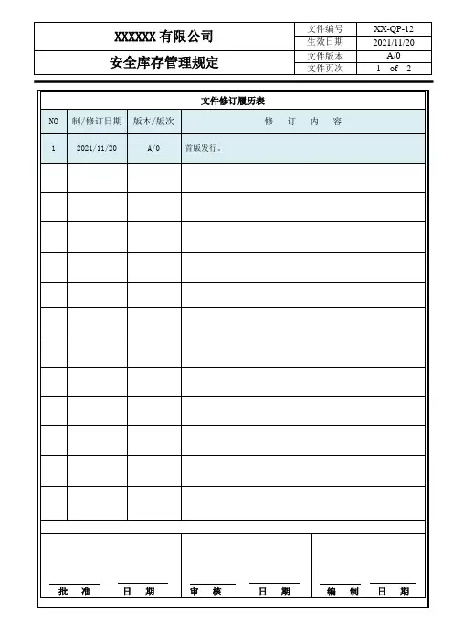安全库存管理规定