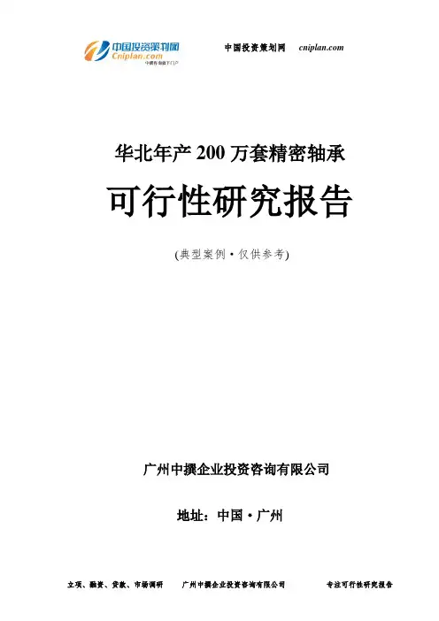 华北年产200万套精密轴承可行性研究报告-广州中撰咨询
