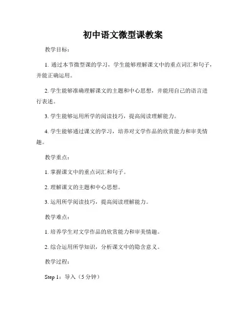 初中语文微型课教案