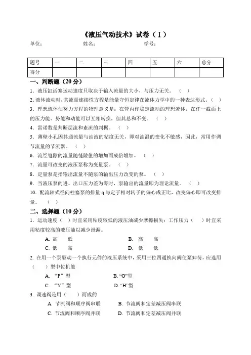 东北大学机械专硕复试液压5套卷
