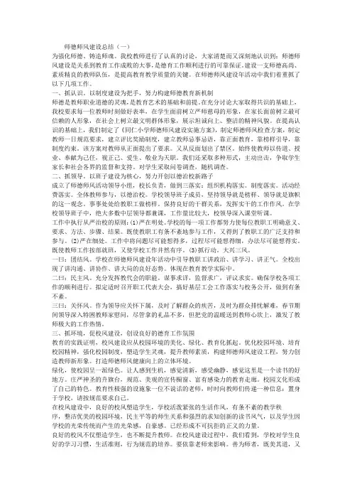 2014师德师风建设总结