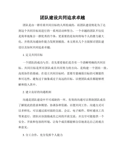 团队建设共同追求卓越