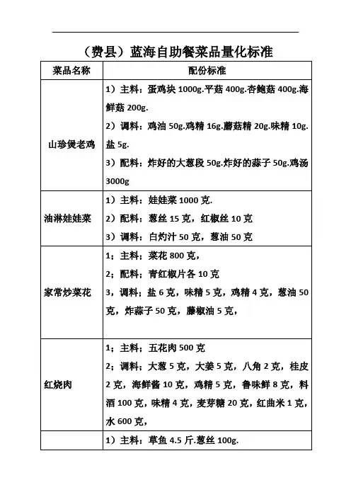 热菜量化标准.最新版