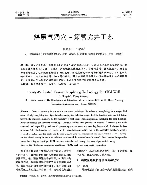 煤层气洞穴-筛管完井工艺