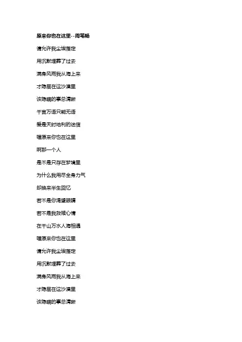歌曲《原来你也在这里》歌词