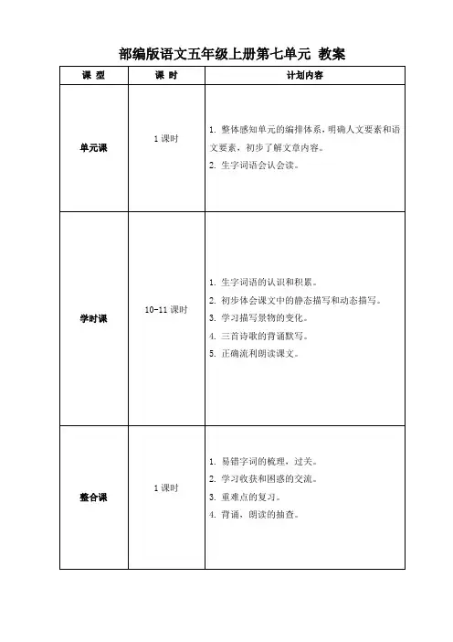 部编版语文五年级上册第七单元 教案 2