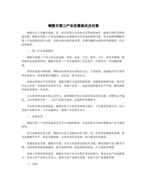 铜陵市第三产业发展现状及对策