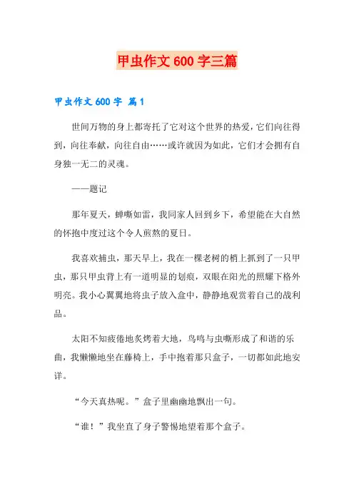甲虫作文600字三篇