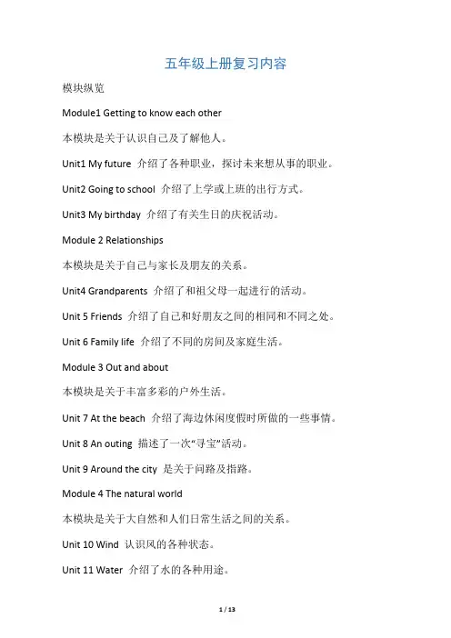 牛津英语五年级上册知识点整理