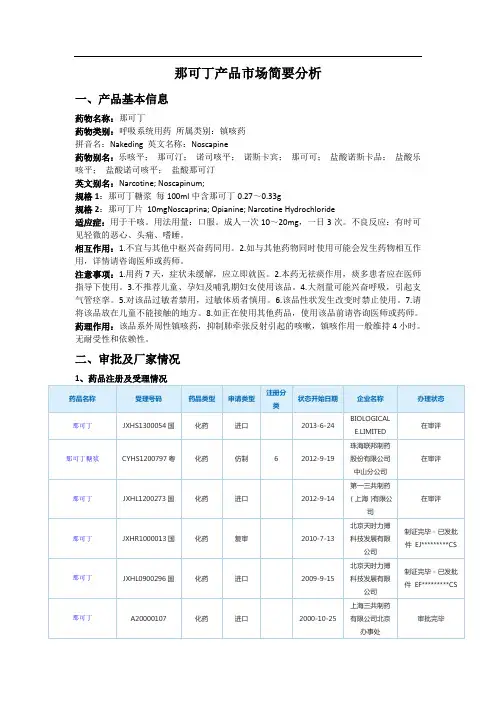 那可丁市场简要分析