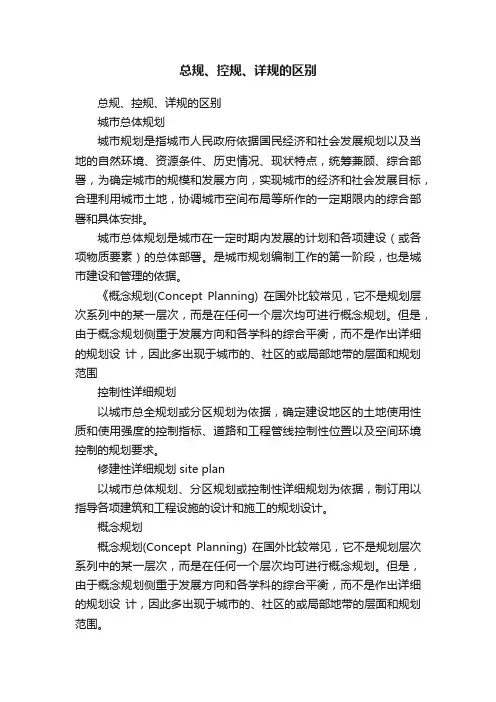 总规、控规、详规的区别
