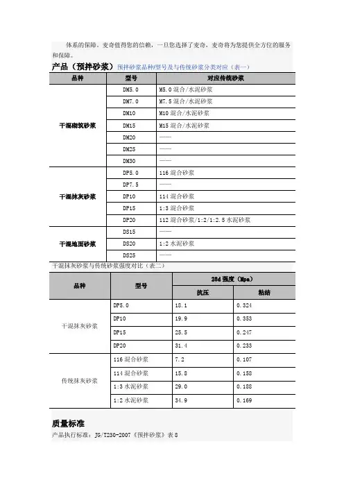 干拌砂浆对应传统砂浆