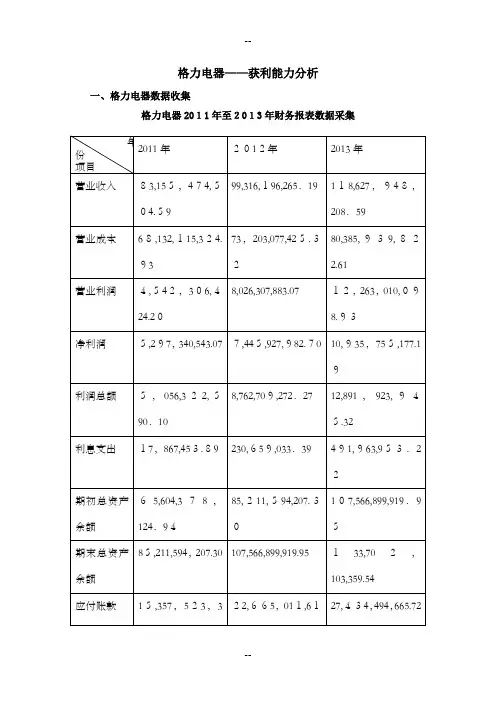 格力电器—获利能力分析