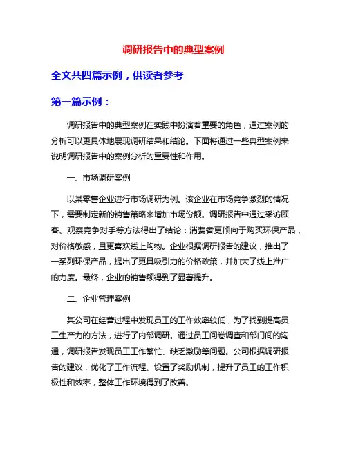 调研报告中的典型案例
