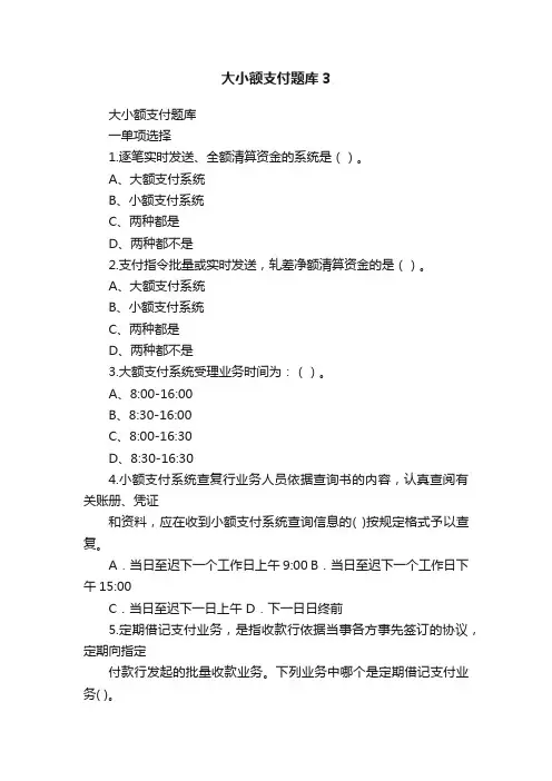 大小额支付题库3
