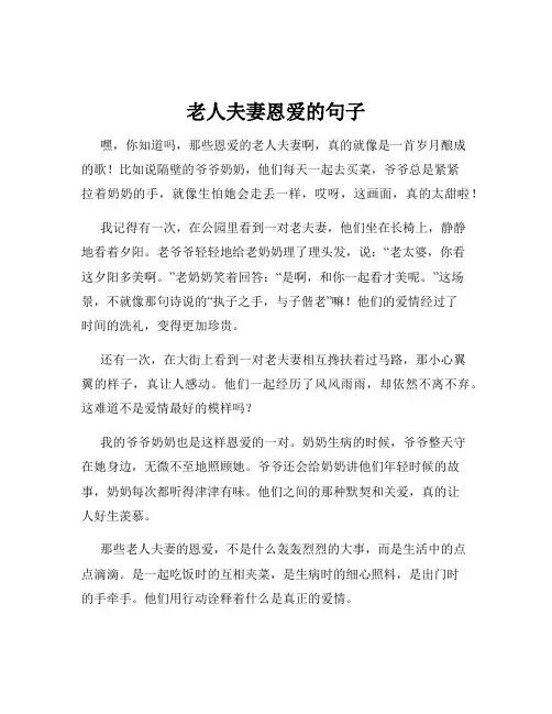 老人夫妻恩爱的句子