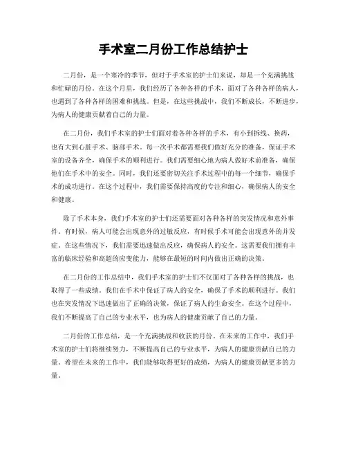 手术室二月份工作总结护士