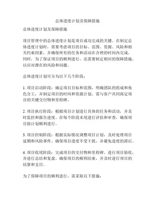 总体进度计划及保障措施