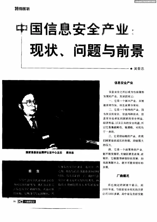中国信息安全产业：现状、问题与前景