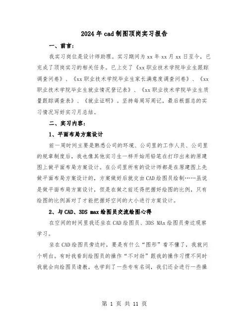 2024年cad制图顶岗实习报告（三篇）
