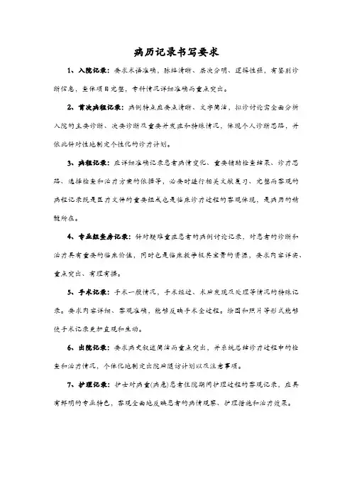 病历记录书写要求