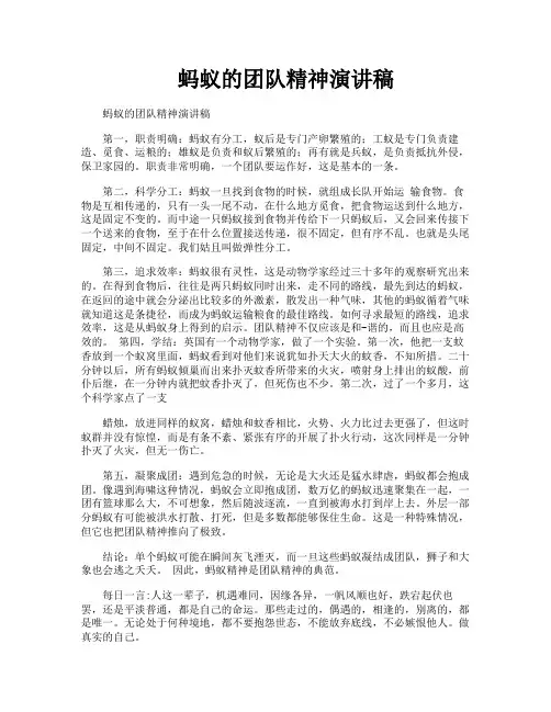 蚂蚁的团队精神演讲稿