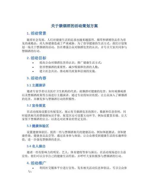 关于禁烟酒的活动策划方案