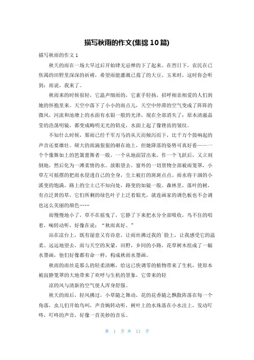 描写秋雨的作文(集锦10篇)