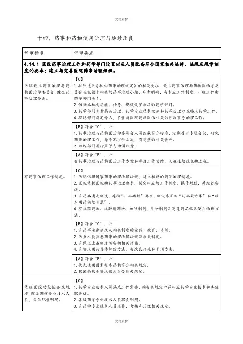 药事和药物使用管理与持续改进